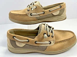 Scarpe da barca Sperry Rosefish 3 occhielli da donna marrone lino/avena taglia 8 pelle - Foto 1 di 12