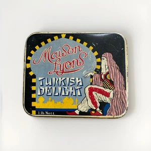 1940s Vintage J Lyons Turkish Delight Cigarette Advertising Tin Box Rare - Picture 1 of 5