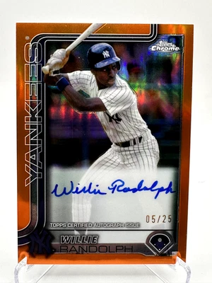 Willie Randolph 2025 Topps Cromo Leyendas de Béisbol Automático Naranja 5/25 Yankees  Foto 1 de 2