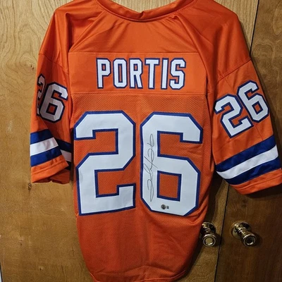 Autographed Clinton Portis Denver Broncos Orange Football Jersey BAS COA RARE - Image 1 of 4