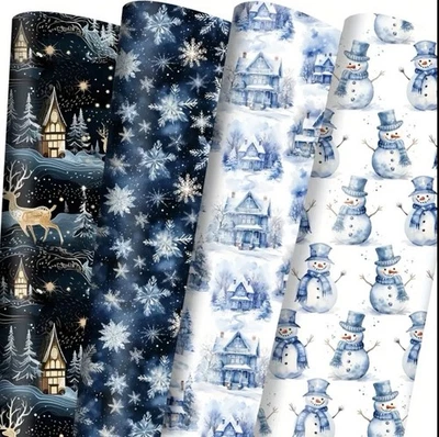 16 Pcs Christmas Wrapping Paper Gift Wrap Sheets Cute Traditional Xmas Present - Image 1 of 4