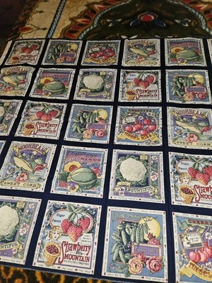 VTG Joan Kessler Secrets of The Garden 30  Blocks Panel Cotton Fabric 34"x 43" - Image 1 of 4