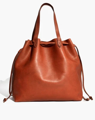 MADEWELL The Drawstring Transport Tote Bag Purse Brown Leather - Image 1 of 4