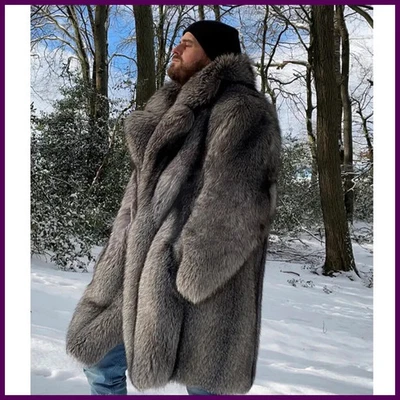 Abrigo de piel para hombre Abrigo largo de piel de visón Talla grande Invierno grueso cálido gabardina Foto 1 de 4