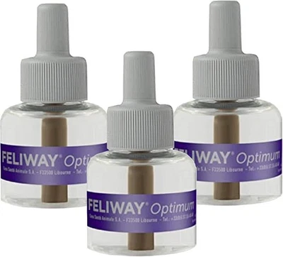 BRANDED FELIWAY Optimum 3x30Day Cat Calming Refills for Pheromone Diffuser 48ml new