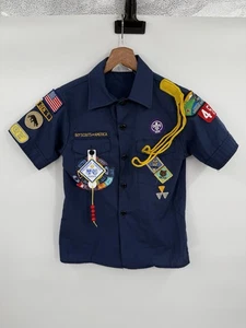 Boy Scouts of America Youth Uniform Shirt Blue Cotton Blend USA Size Medium - Picture 1 of 9