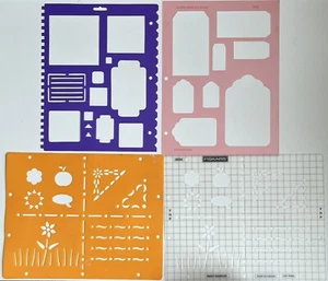 Stencils - 4 Sheets - Scrapbooking - Shapes, Flowers, Tags - Picture 1 of 1