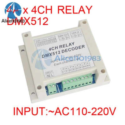 AC110-220V 4 Channel DMX512 Relay Switch DMX Relay Controller W/ Case For Lamp - Image 1 of 4