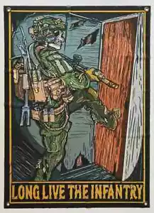 Taktisches Militärbanner "Es lebe die Infanterie" - Krieger Wandfahne - Bild 1 von 1
