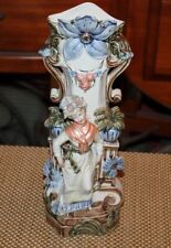 Antique German Figural Vase Woman Flowers Bonnet Porcelain Ceramic