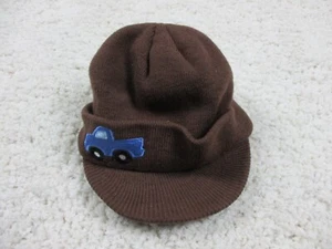 i Play Hat Toddler boys 2T Brown Embroidered Blue Truck Knit Brim Cap Winter - Picture 1 of 11