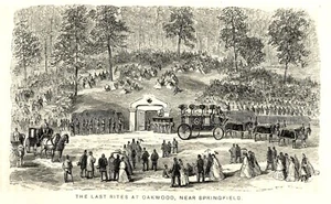 THE LAST RITES AT OAKWOOD NEAR SPRINGFIELD, Abraham Lincoln Engraving 1865 - Bild 1 von 3