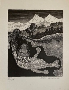 Peter Pongratz original signierte Radierung Art Brut Art Surrealismus Singular Art - Bild 1 von 1