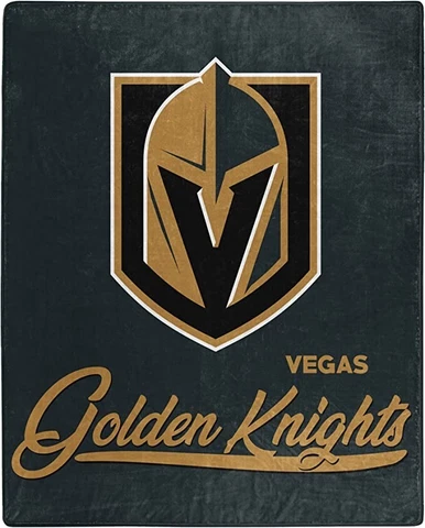 NHL Las Vegas Golden Knights Royal Plush Raschel Throw Blanket Signature Design Cover