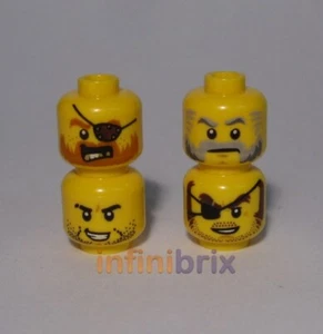 4x Lego Pirate Heads Mix Yellow Male Eyepatch Beards NEW - Picture 1 of 1