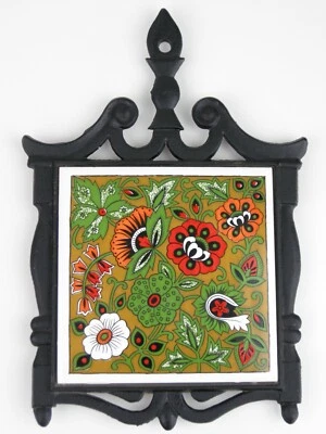 "Azulejo de cerámica Holt Howard de colección 6"" remache casa de campo núcleo floral arte noveau Japón" Foto 1 de 4