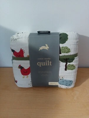 Красное хлопковое муслиновое многослойное детское одеяло Rovr для скотного двора сельскохозяйственных животных новое - Изображение 1 из 4