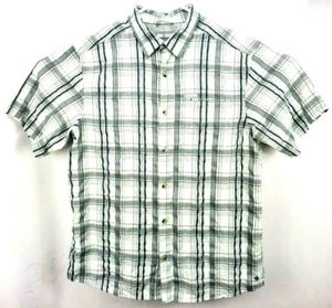 Columbia Men's Shirt Size L S/S Button Up White/Teal/Gray Plaid Omni-Shade - Picture 1 of 9