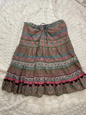 De Colección Angie Boho Falda Midi XL Algodón Hippie Multi Festival Foto 1 de 4