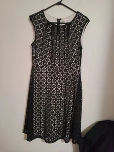 Dressbarn Crochet Lace Overlay Dress with Slip - Zipper Back - 40" Size 10 - Imagen 1 de 5