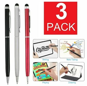 3x 2in1 Touch Screen Pen Stylus Universal For iPhone iPad Samsung Tablet Phone - Picture 1 of 9