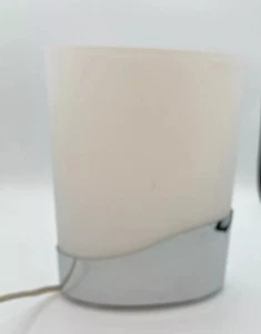 Elegant Bedside Oval Shape White Table Lamp with Shade Polished Chrome Base 9 in - Picture 1 of 12