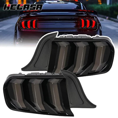 Smoke Lens Fit Ford Mustang 2015-2023 Full LED Sequential Tail Lights Left+Right - Image 1 of 4