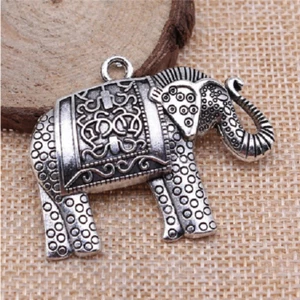 X BIG ELEPHANT ANIMAL pendant Sterling plated Silver 925 24" necklace women mom - Picture 1 of 6