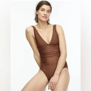 J.CREW Ruched femme one-piece swimsuit NWT plus size 24 BROWN - Picture 1 of 6