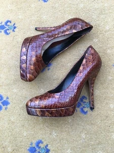 Gucci Damenschuhe Schlangenleder Plateau Absatz Pumps UK 5 US 8 EU 38 Damen braun - Bild 1 von 10