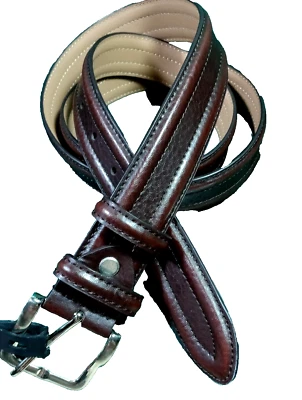 VALENTINO 48 XL Brown Genuine Leather BELT Silver-Tone Buckle NWT - Image 1 of 4