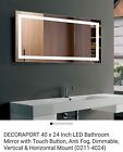 DECORAPORT 40 x 24 Inch LED Bathroom Mirror with Touch Button