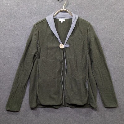 Habitat One Button Cardigan Womens Large Two Toned Sweater Lagenlook Knit - Image 1 of 4