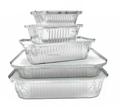 Aluminium Foil Food Containers Take Away Box No1- No2 - No6a - No9x9x2-No9x9x1.5