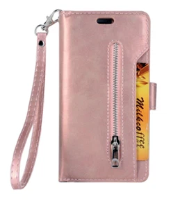 Faux Leather Cell Phone Wallet Cell Phone Flip Wallet Wristlet - Picture 1 of 5