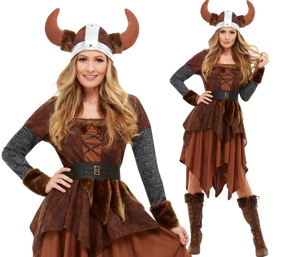 Disfraz de Reina Bárbara Vikinga para Mujer Damas GOT Trono Vestido Elegante Conjunto Foto 1 de 1