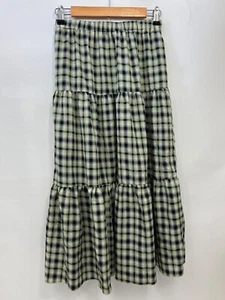 Shein Skirt Black Plaid School Girl Preppy Tiered Long Length Womens Size Small - Picture 1 of 9