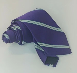 Etienne Aigner Mens Purple Silver Striped Diamonds Silk Neck Tie 57" 3" - Picture 1 of 9