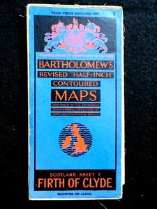 Vintage Bartholomew Map of Firth of Clyde (1935) Scotland Sheet 7 Paper on Cloth - Picture 1 of 1