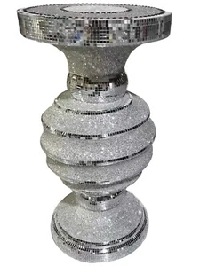 New Style End Table Large 40x60cm Crushed Diamond Crystal Sparkly Silver - Picture 1 of 4
