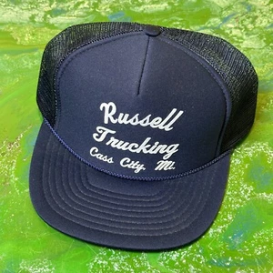 Cappello camionista vintage berretto da baseball Russell Trucking Cass City Mi Farmcore snapback - Foto 1 di 4