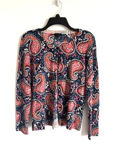 Talbots reine Merinowolle Strickjacke Pullover Medium Paisley Knopfleiste Strick - Bild 1 von 9