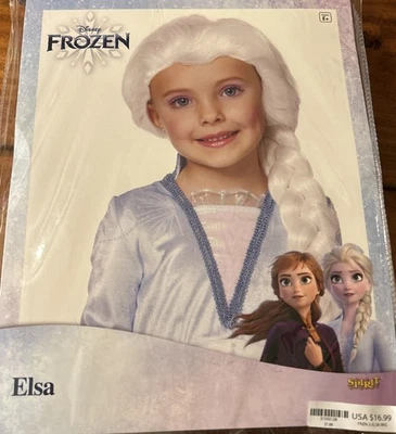 Peluca Disney Frozen II Elsa para niños blanca joven niña talla única 8+ Halloween Foto 1 de 3