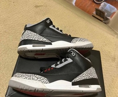 Vnds Nike Air Jordan 3 Retro OG Mid Black Cement 2018 Pre-Owned Size 8.5M - Image 1 of 4