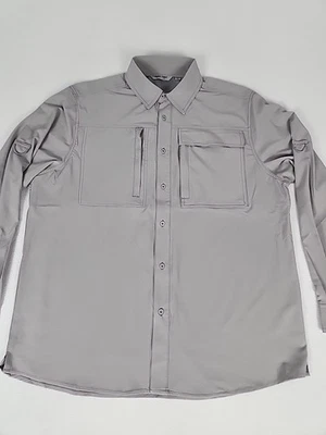 Рубашка рыболовная мужская Reel Pro с длинным трансформируемым рукавом размер XL серая UPF 50 с безопасным карманом - Изображение 1 из 4