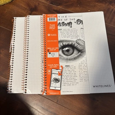 Whitelines Lot Of 3 Paper Notebook Wirebound 11”x8.5” 70 Sheets Grid Rule - Image 1 of 3