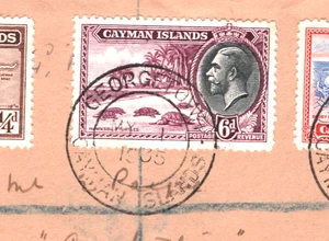 CAYMAN ISLANDS Cover 1935 KGV 6d TURTLES 1d BOOBY Farthing Registered Ches XW310 - Picture 1 of 18
