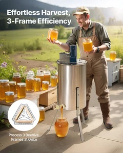 Electric Honey Extractor 3 Frame Beekeeping Honeycomb Spinner Stainless Steel - Picture 1 of 10