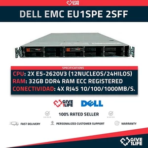 Servidor Rack DELL EMC EU1SPE 2SFF 2x E5-2620v3+32GB DDR4+ FC + SFP+ 900-541-044 - Picture 1 of 12