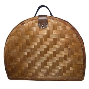 Vintage Large Splint Wicker Picnic Basket with Lock Rustic Farmhouse Storage - Picture 1 of 8